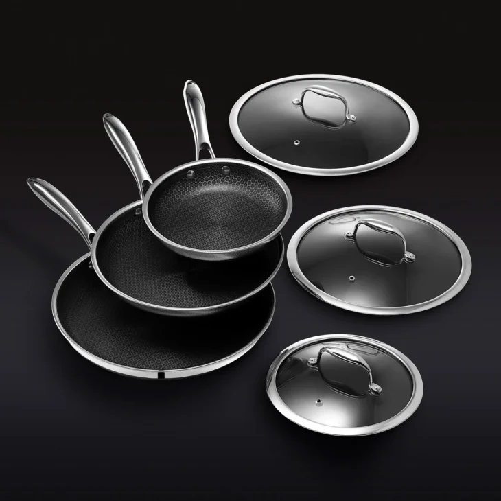 6pc HexClad Hybrid Cookware Set with Lids